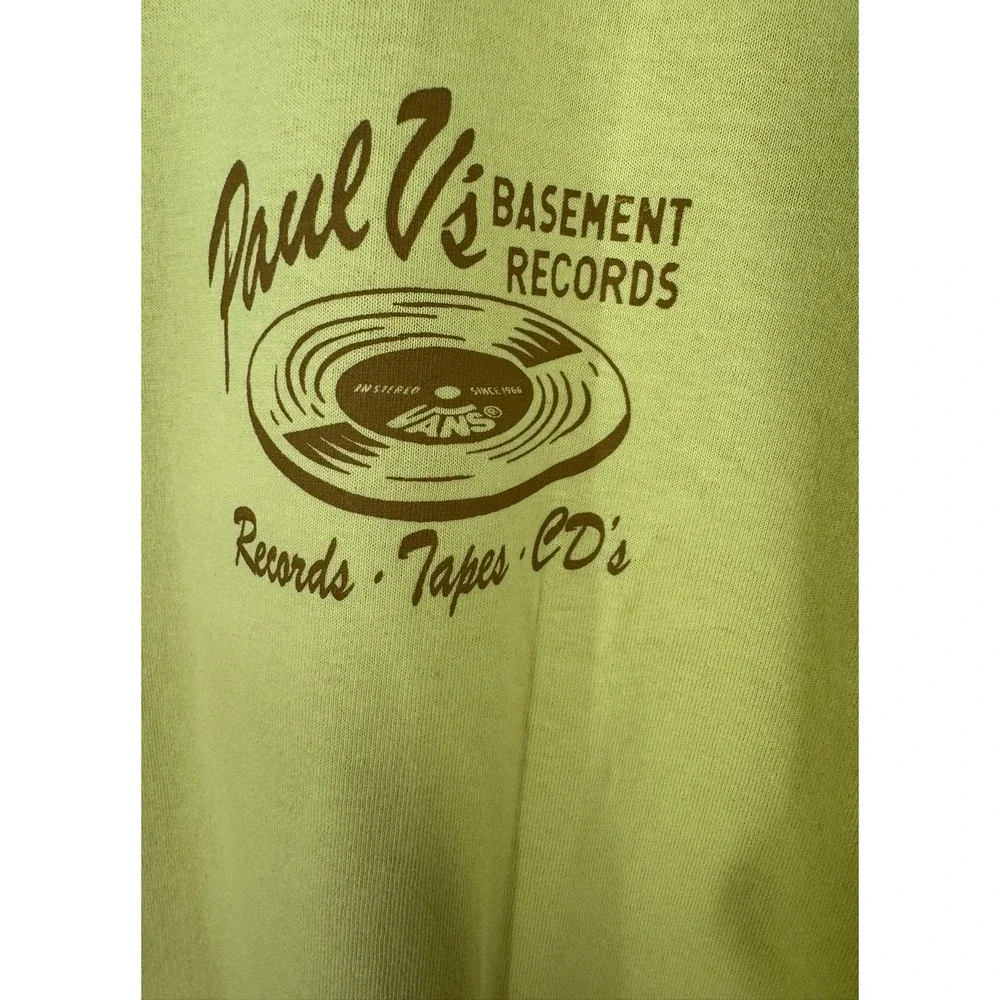 Vans Mens Paul V's Basement Records Graphic T-Shirt Lime Green Size XXL
